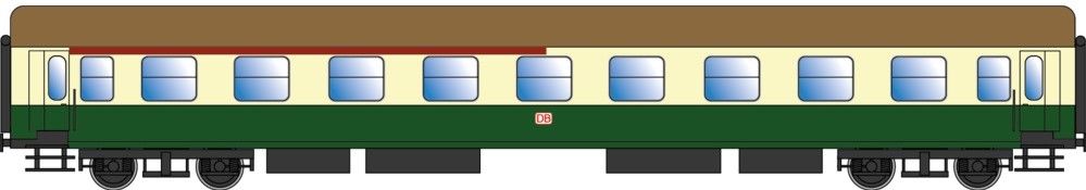 Ausführung Y/B 70, mit “DB-Keks”, Wagenkasten RAL 6020 / RAL 1014, Dach RAL 8000, Unterbau RAL 9011