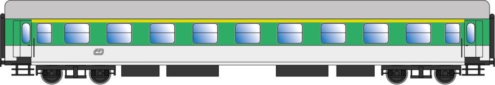 Ausführung Y/B 70, Wagenkasten RAL 7035 / RAL 6001, Dach RAL 7022, Unterbau RAL 9005
