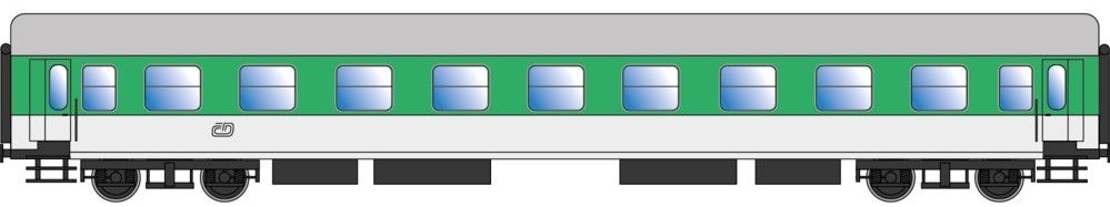 FINESCALE, Ausführung Y/B 70, Wagenkasten RAL 7035 / RAL 6001, Dach RAL 7022, Unterbau RAL 9005