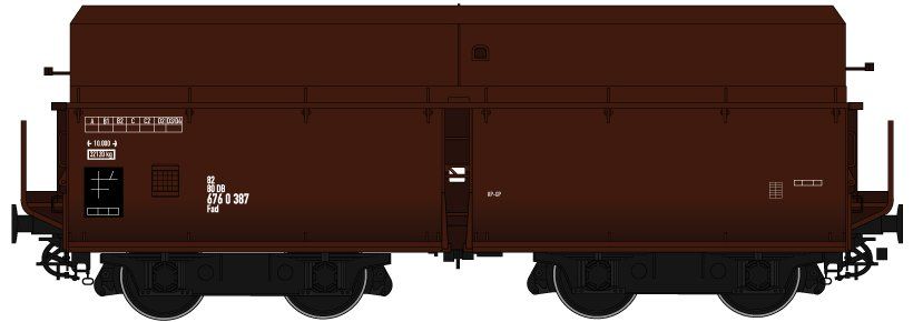 FINESCALE, Wagenkasten: rotbraun (RAL 8012), Rahmen/Fahrwerk: schwarz (RAL 9005), Epoche IV, mittelhohe Bordwände, Drehgestellbauart 981,