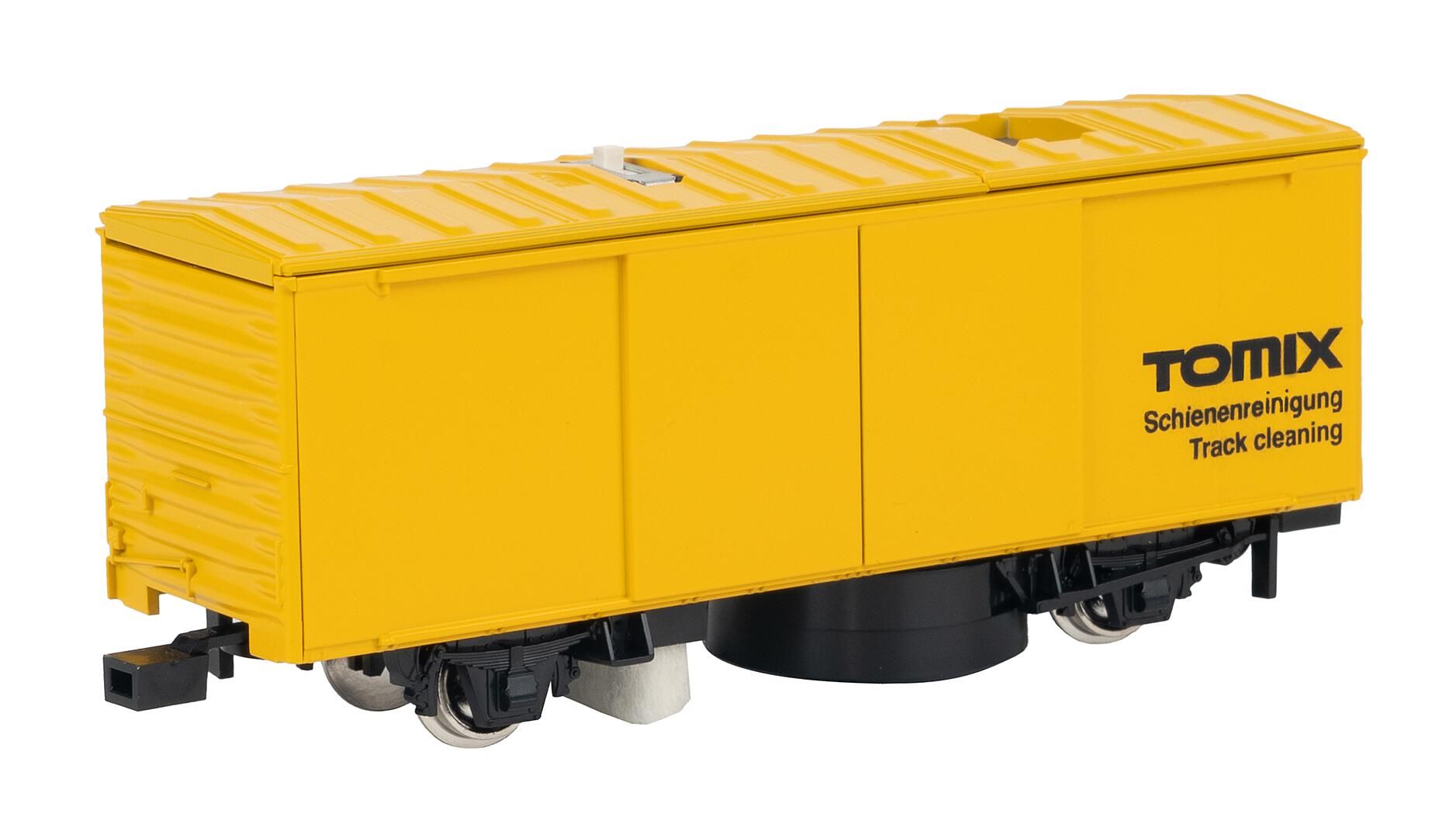 Geeignet für Gleich- und Wechselstrom. Zum Betrieb der Funktionen werden zwei AA-Batterien benötige (liegen nicht bei), zur Bewegung des Fahrzeuges wird eine Lok eingesetzt
