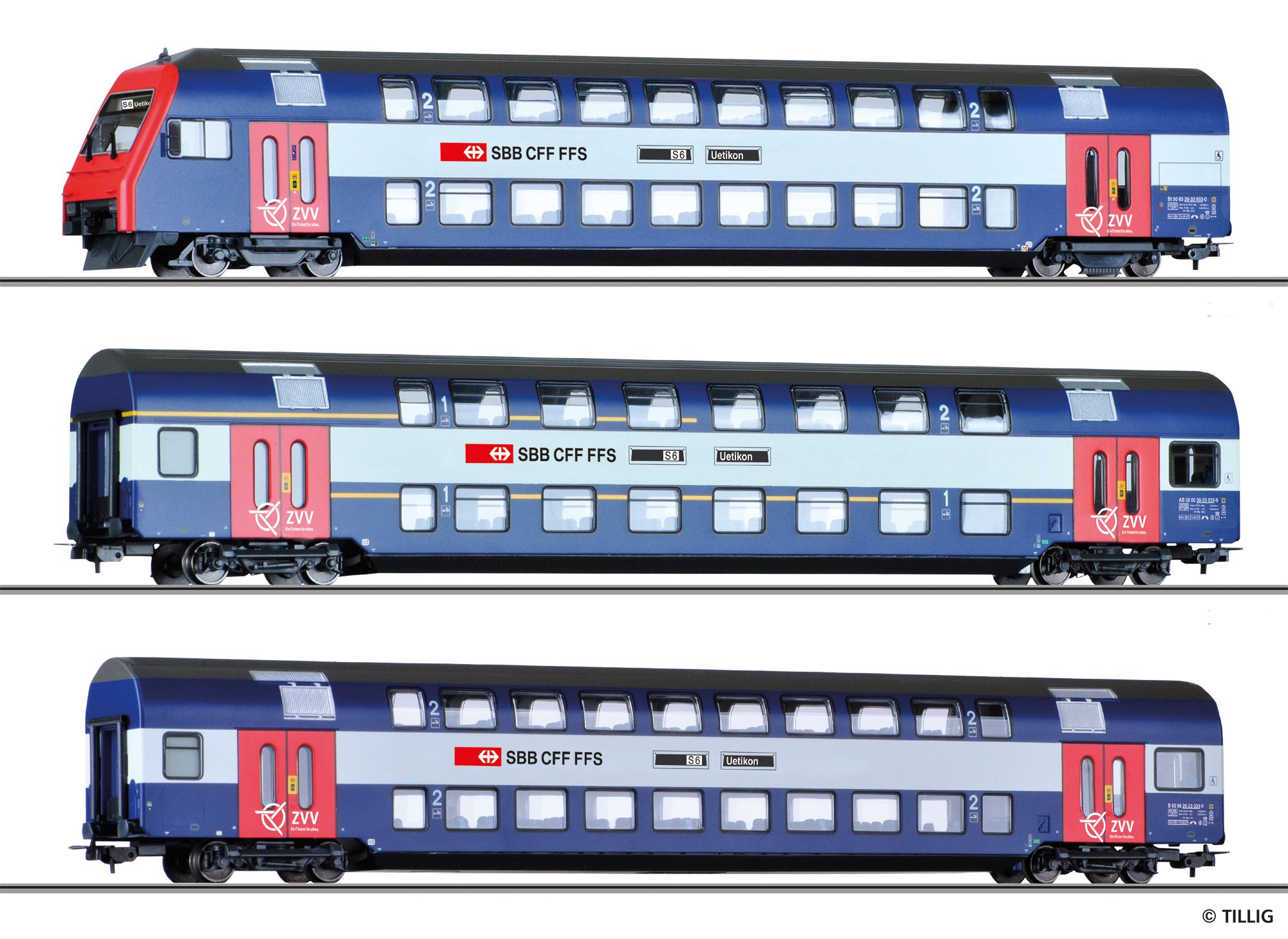 70083 Tillig - Doppelstockwg.-set, SBB, Ep.V - Spur H0