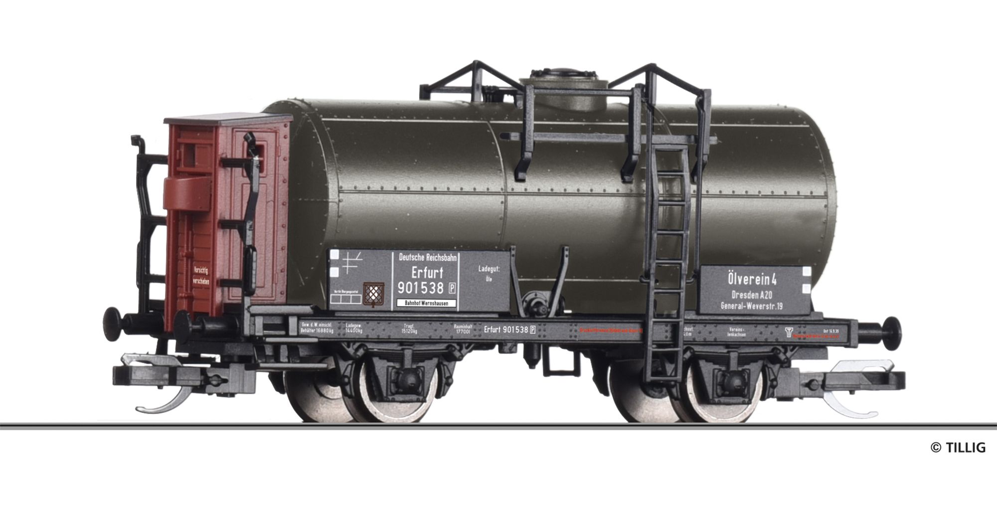 95779 Tillig - Kesselwagen m.Brh, DRG, Ep.II - Spur TT