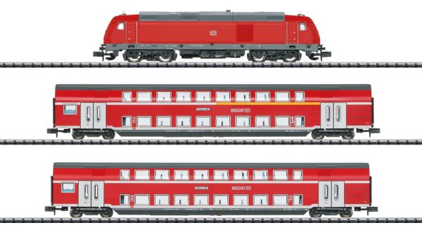 aus Set  11164 in OVP - ohne Gleise und ohne Trafo bzw. Netzteil/Regler! Lok mit DCC-Sound-Decoder. 3-teiliger Reginalexpress bestehend aus 1x Diesellok BR 245, ein Doppelstockwagen 1./2. Kl. und ein 2. Kl. LüP 452 mm
