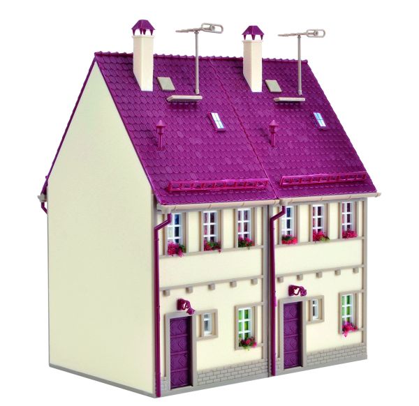43843 Vollmer - H0 Reihen-Doppelhaus, beige - Spur H0