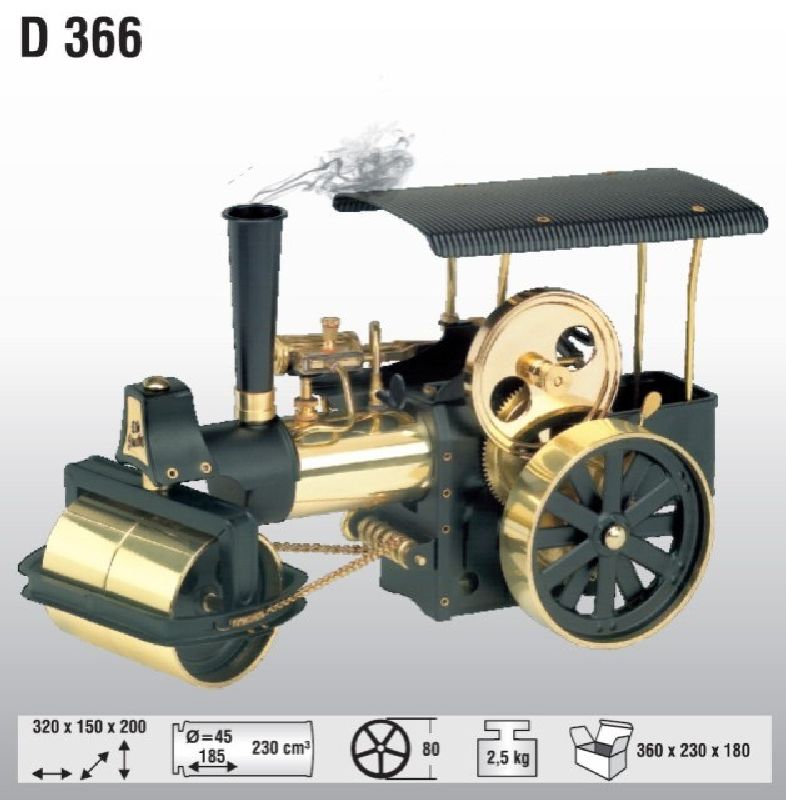366 Wilesco - Dampfwalze. schwarz/messing - -