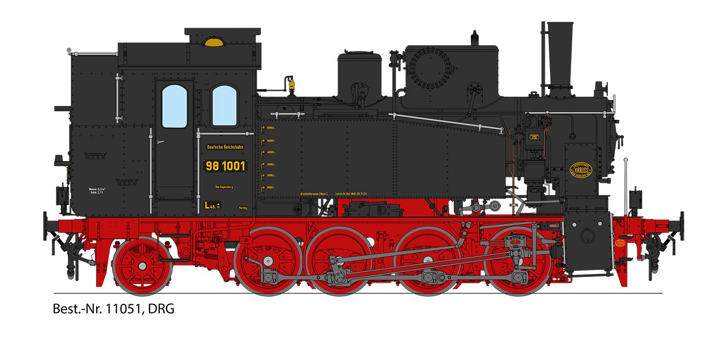 FINESCALE, 2x DRG-Lampe mit Blindscheibenhalter, eckiger, großer Speisedom, mit flacher Glocke auf dem Führerhausdach
