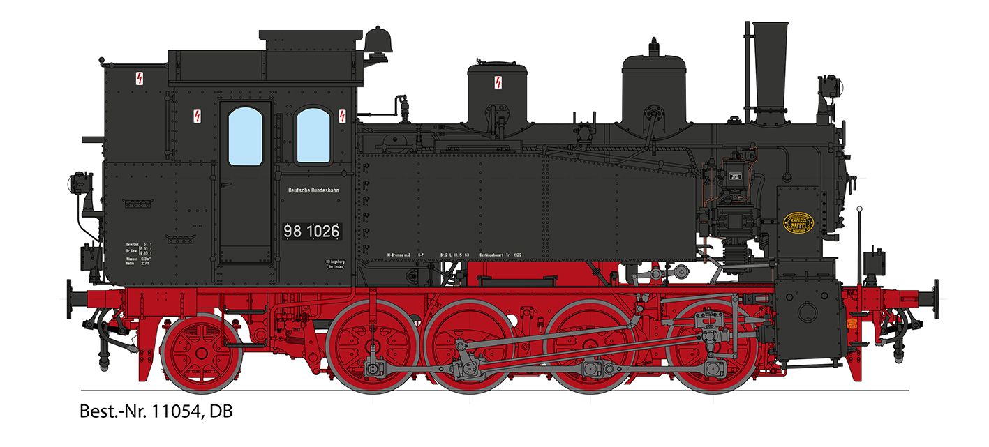 2x DRG-Lampe + 1x Hella-Lampe, runder, kleiner Speisedom, mit großer Glocke vor dem Führerhausdach