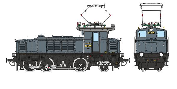 13037 Wunder - E-Lok E 60 09 DRG, blaugrau/schwarz Ep.IIb M�nchen Hbf - Spur 1