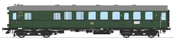 Typ BD4yge, DB, BD Karlsruhe, 2.-Klasse/Gepäckabteil, Lackierung graualuminium/chromoxidgrün
